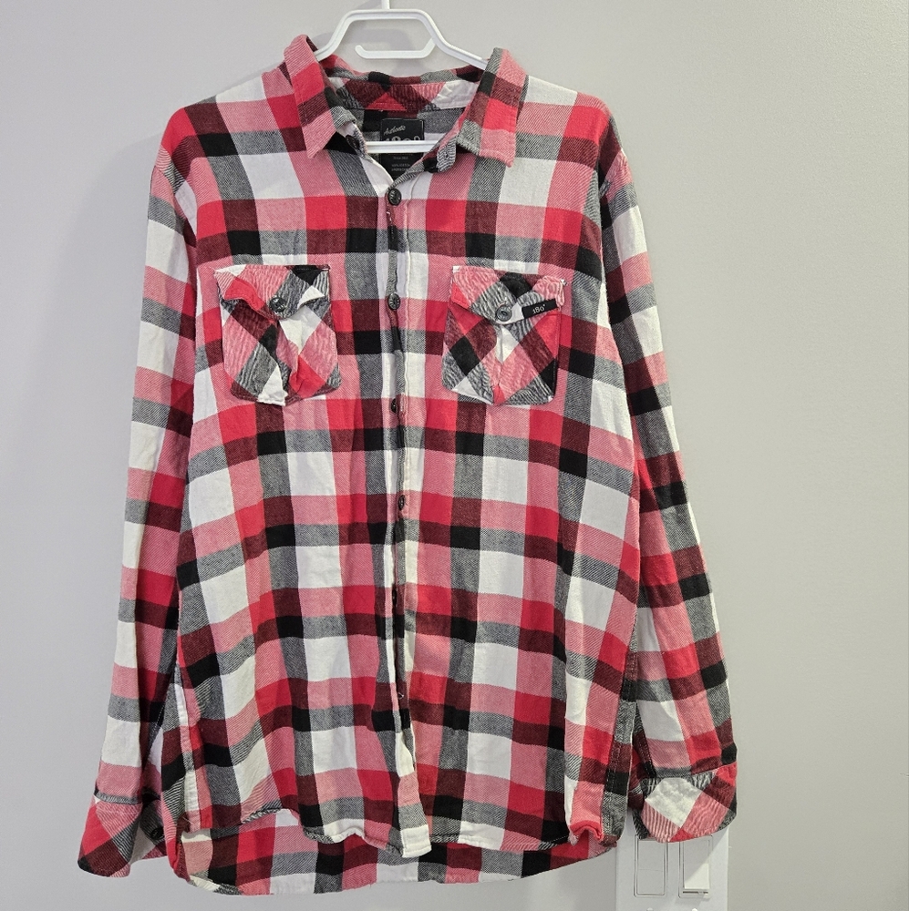 Red and Black Plaid Casual Button Down Shirt